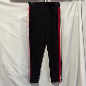Ardene Black Track Pants with Red and White Stripes SM121